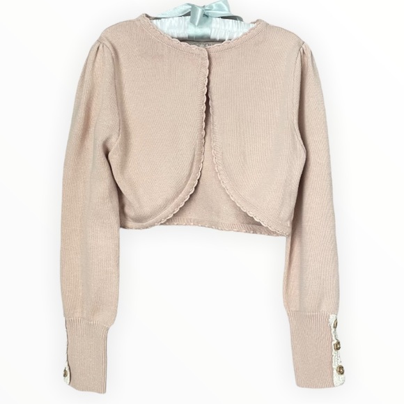 Light Pink Blush Girl’s Knit Open Front Drape Cardigan Korean Brand Cheek 120 4T - Picture 10 of 10